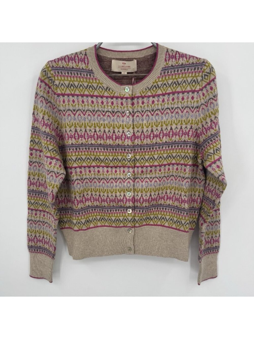 Kilte Collection Goldie Fair Isle Cardigan Sweater sz 0 XS Cotton-Cashmere $375